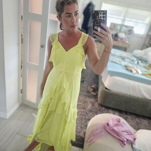 Elegant Yellow Ruffle Dress